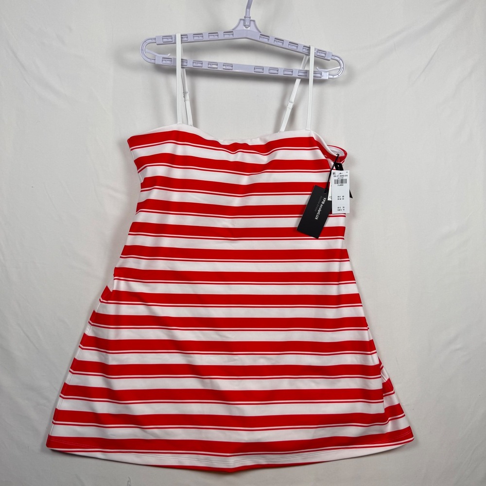 YPB sculptLUX Active Dress XL Red White Striped Mini Athletic Tennis NWT